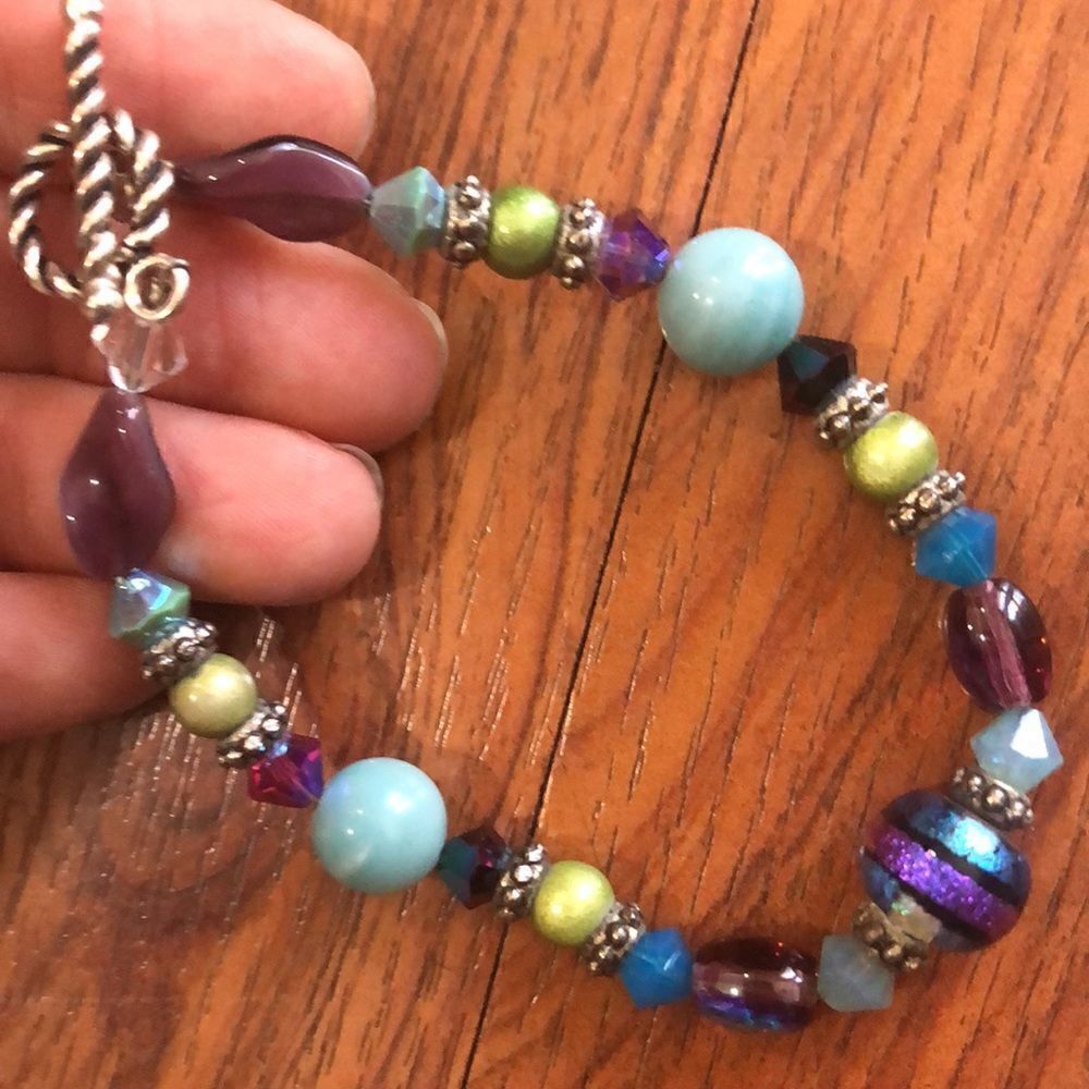 Gorgeous 925 clasp beaded bracelet mermaid colors.